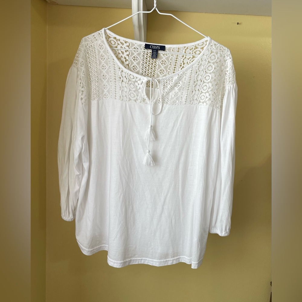 Chaps Women's White Lace Blouse